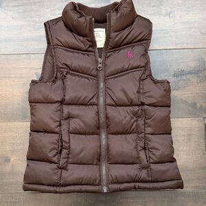 Old Navy Brown Puffer Vest with Pink Logo